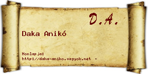 Daka Anikó névjegykártya